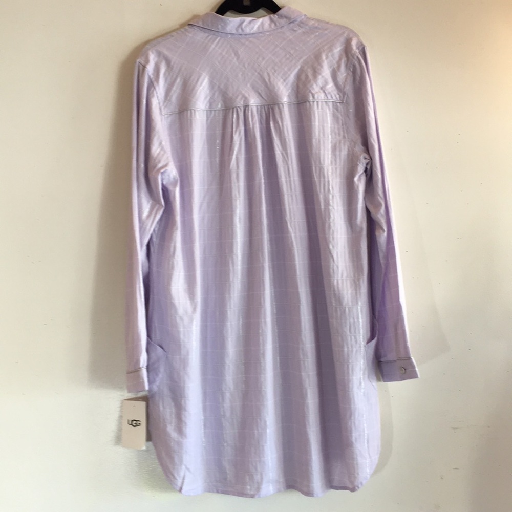 NWT UGG Lavender/Metallic Gabri Plaid Sleep Shirt - Picture 3 of 9